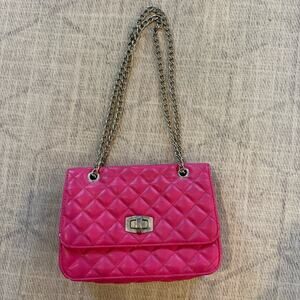 Express Quilted Leather Chain Strap Shoulder Bag Pink
